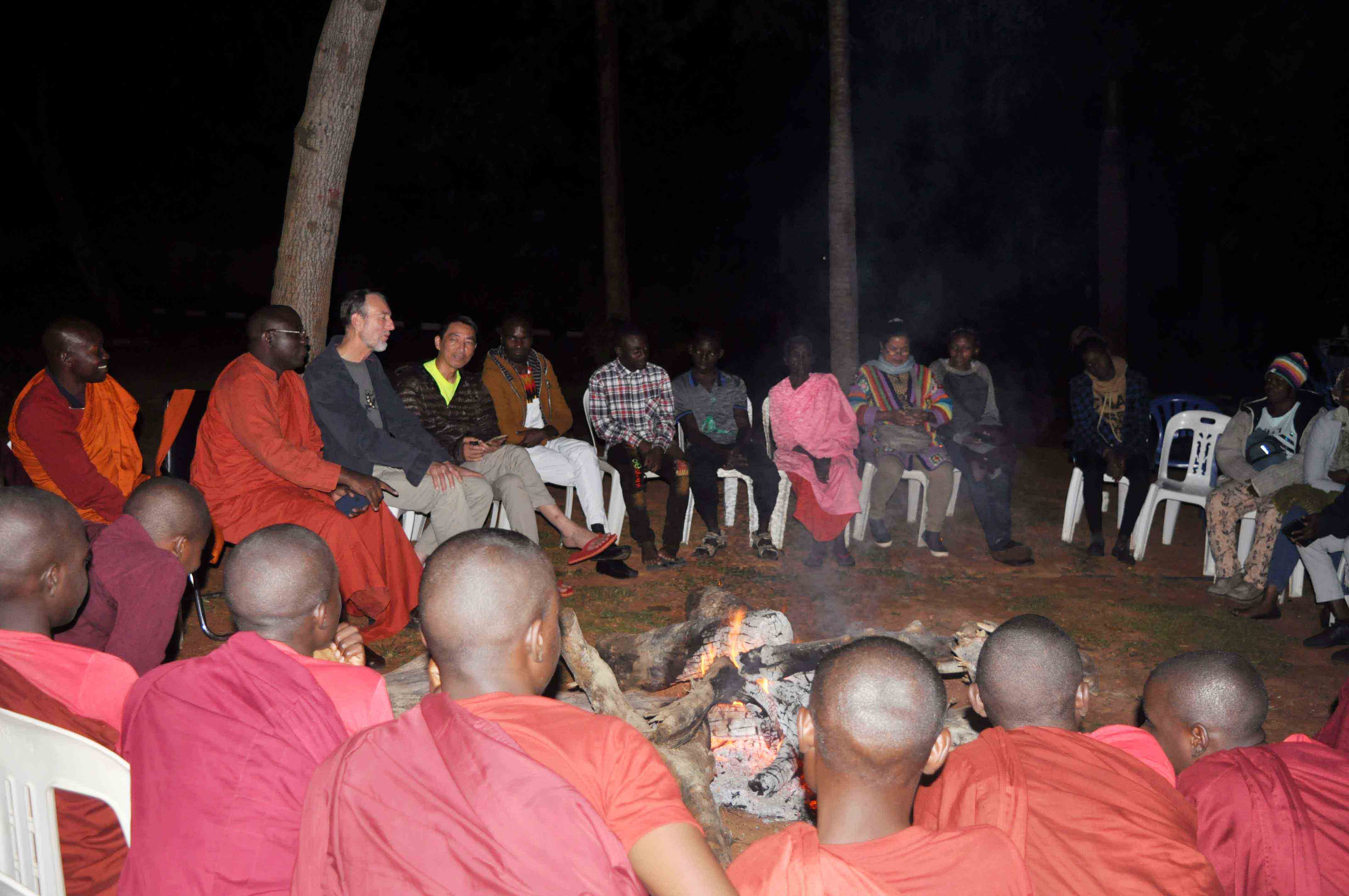 Participants gathered at campfire